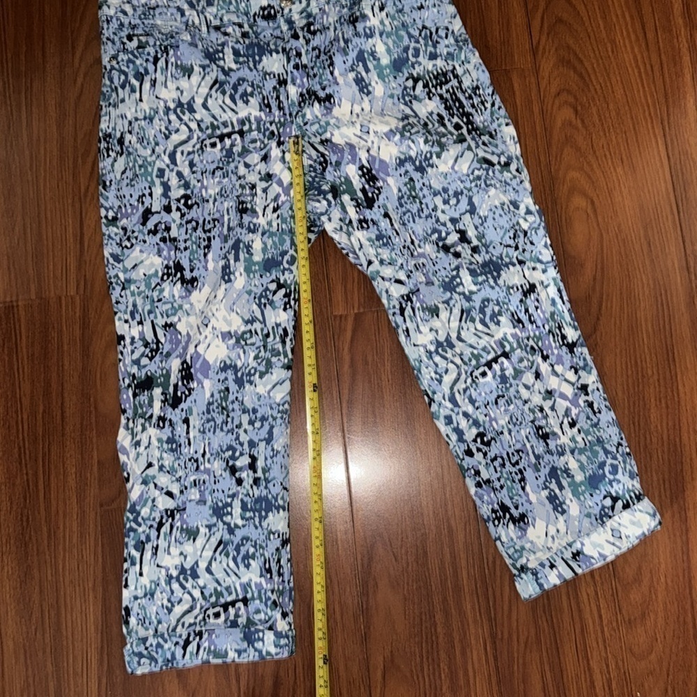 NINE WEST Women's Chrystie Denim Capri Denim Blue Print 12 pants trousers crop - Picture 3 of 9